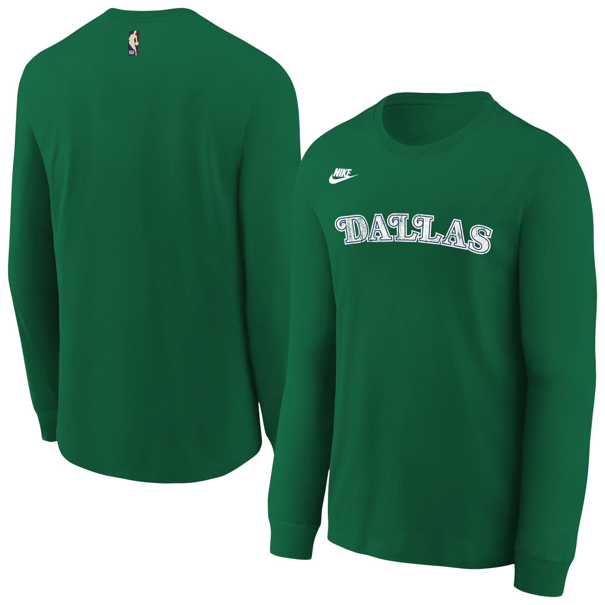 Nike Big Boys' and Girls' Green Dallas Mavericks Hardwood Classics Essential Logo Max90 Long-Sleeves T-Shirt - Green