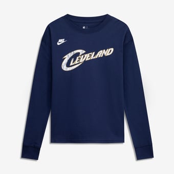 Youth Nike  Navy Cleveland Cavaliers Hardwood Classics Essential Logo Max90 Long Sleeve T-Shirt
