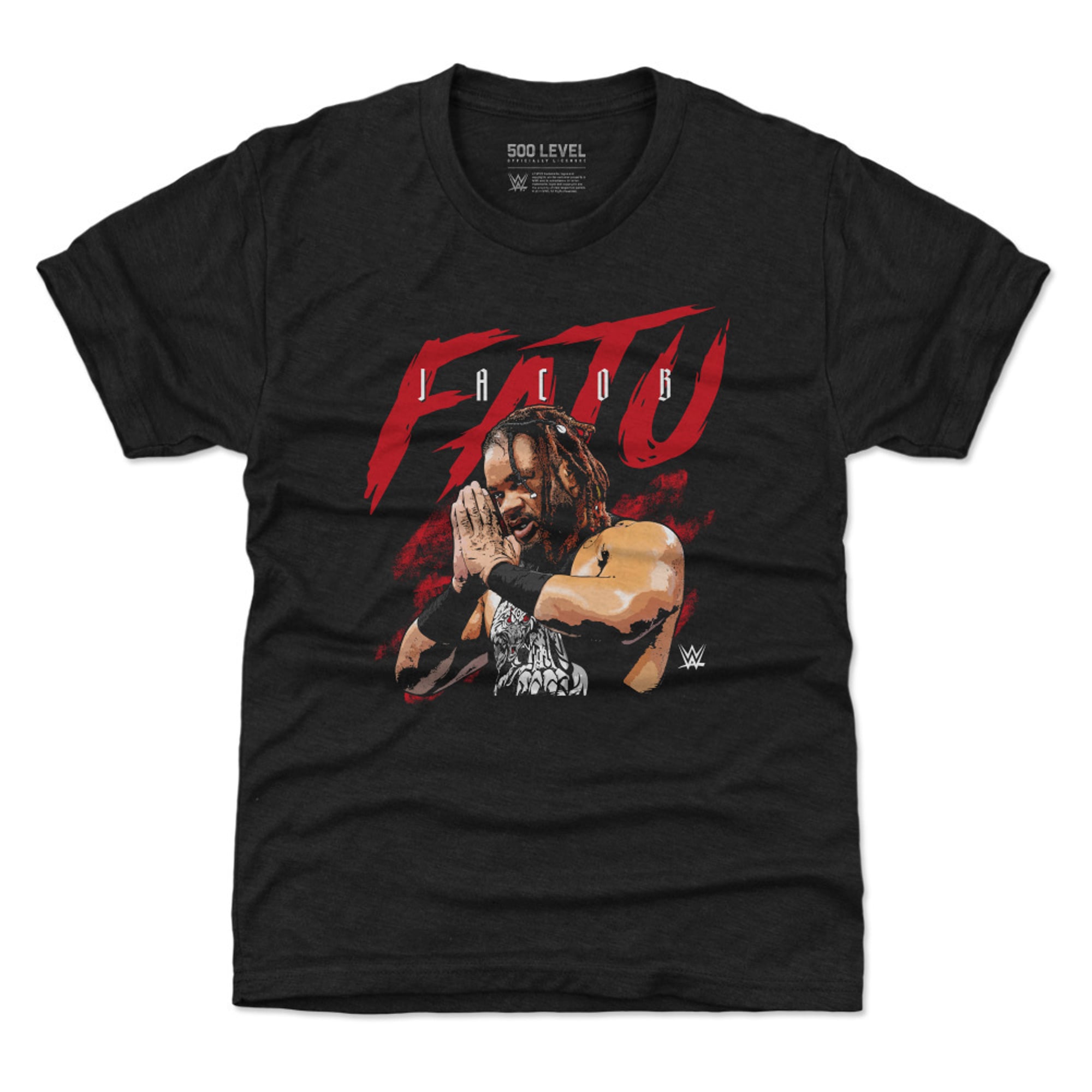 Youth 500 Level Heather Black Jacob Fatu Name Grunge T-Shirt