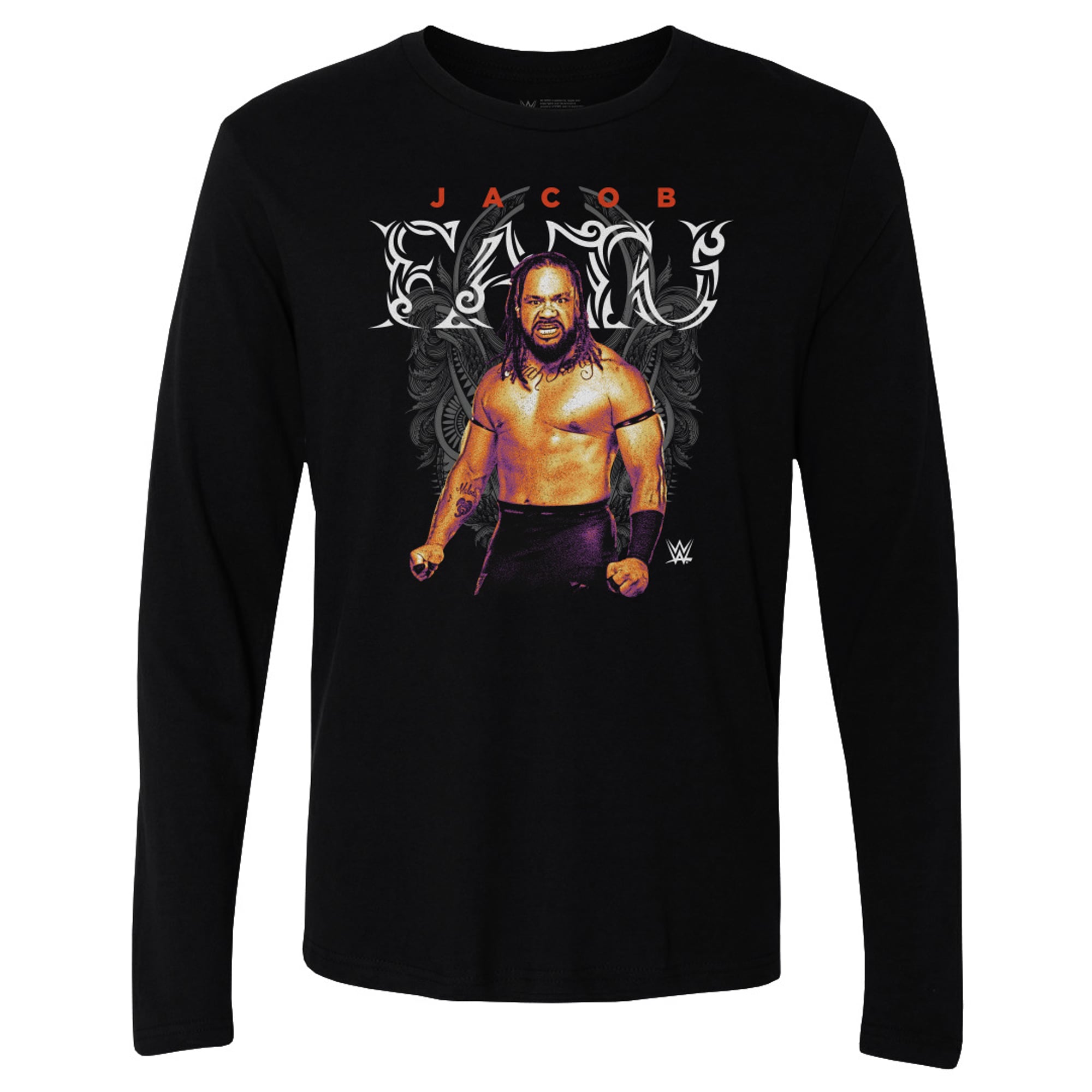 Men's 500 Level Black Jacob Fatu Tribal Long Sleeve T-Shirt
