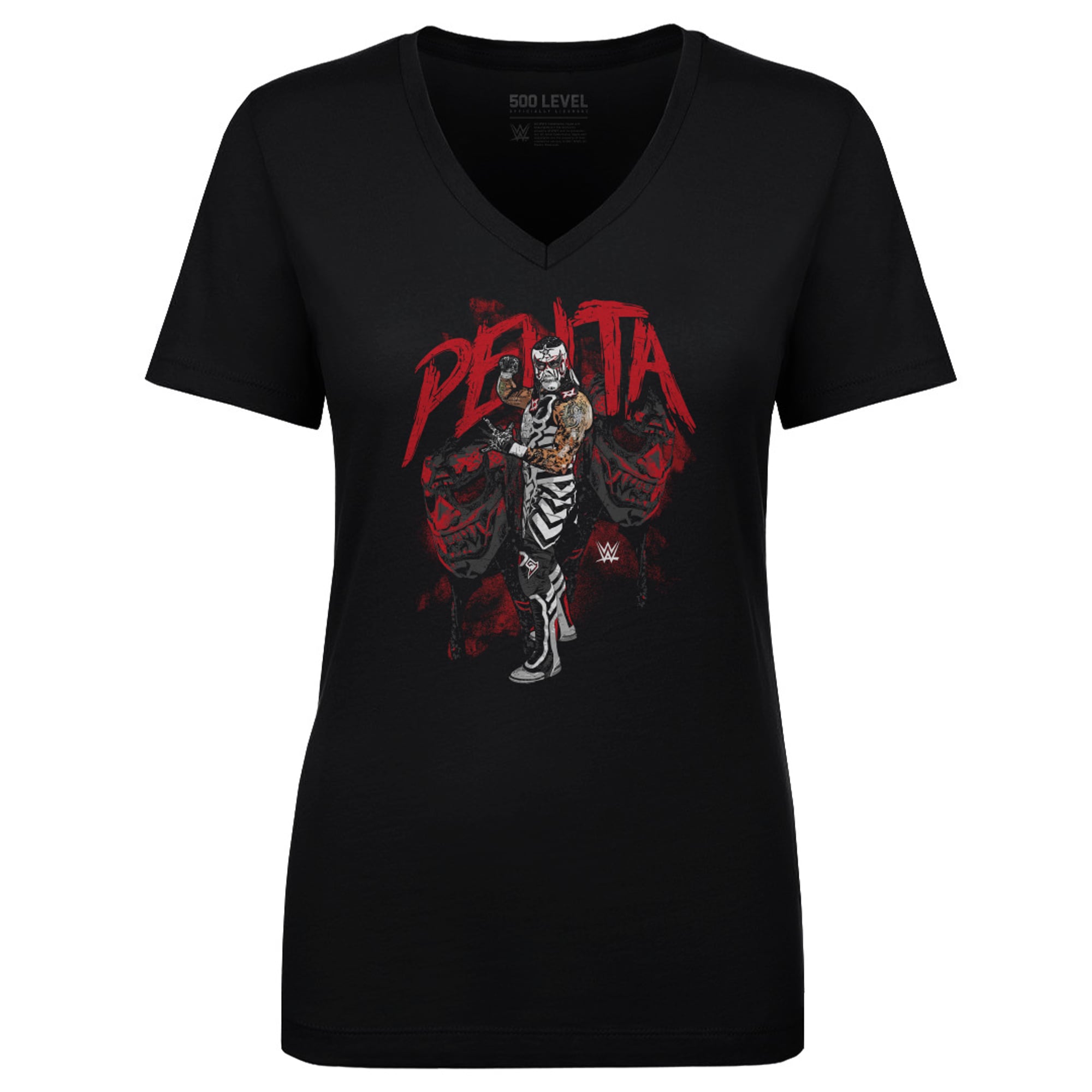 Women's 500 Level Black Penta Grunge Pose V-Neck T-Shirt