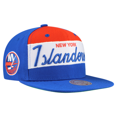 Men's Mitchell & Ness Royal New York Islanders Retro Script Colorblock Snapback Hat