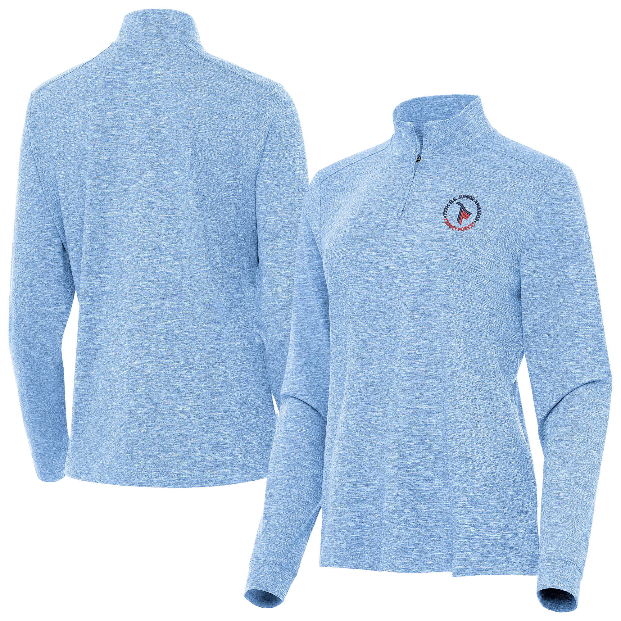 Women’s 2025 U.S. Junior Amateur Antigua Heather Powder Blue Mentor Quarter-Zip Pullover Women’s 2025 U.S. Junior Amateur Antigua Heather Powder Blue Mentor Quarter-Zip Pullover