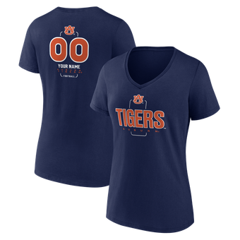 Women's Navy Auburn Tigers Personalized Name & Number Midfielder V-Neck T-Shirt