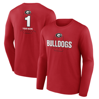 Men's  Red Georgia Bulldogs Personalized Any Name Midfielder Long Sleeve T-Shirt