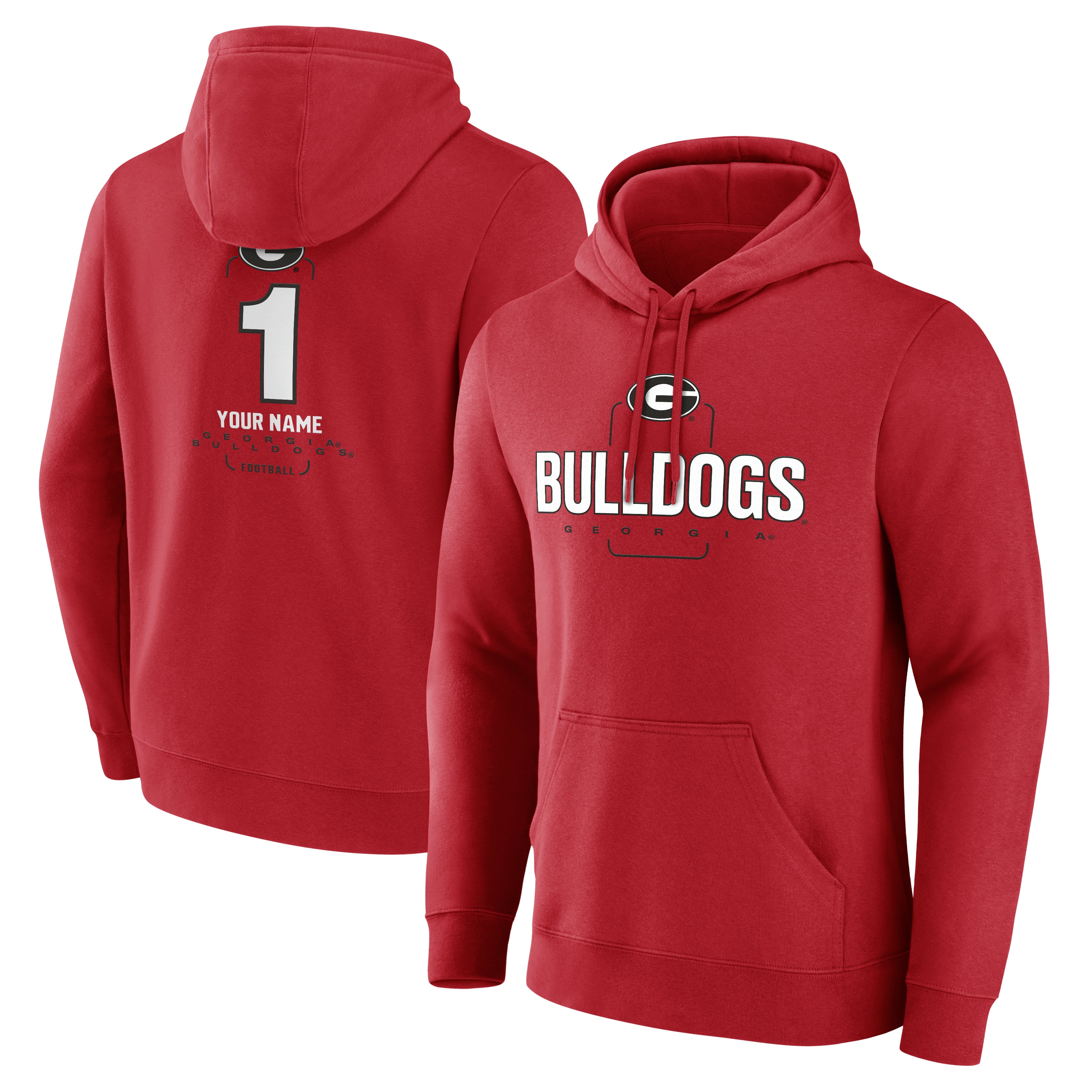 Men's  Red Georgia Bulldogs Personalized Any Name Midfielder Pullover Hoodie