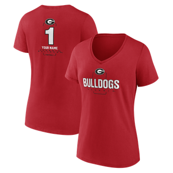 Women's Red Georgia Bulldogs Personalized Any Name Midfielder V-Neck T-Shirt