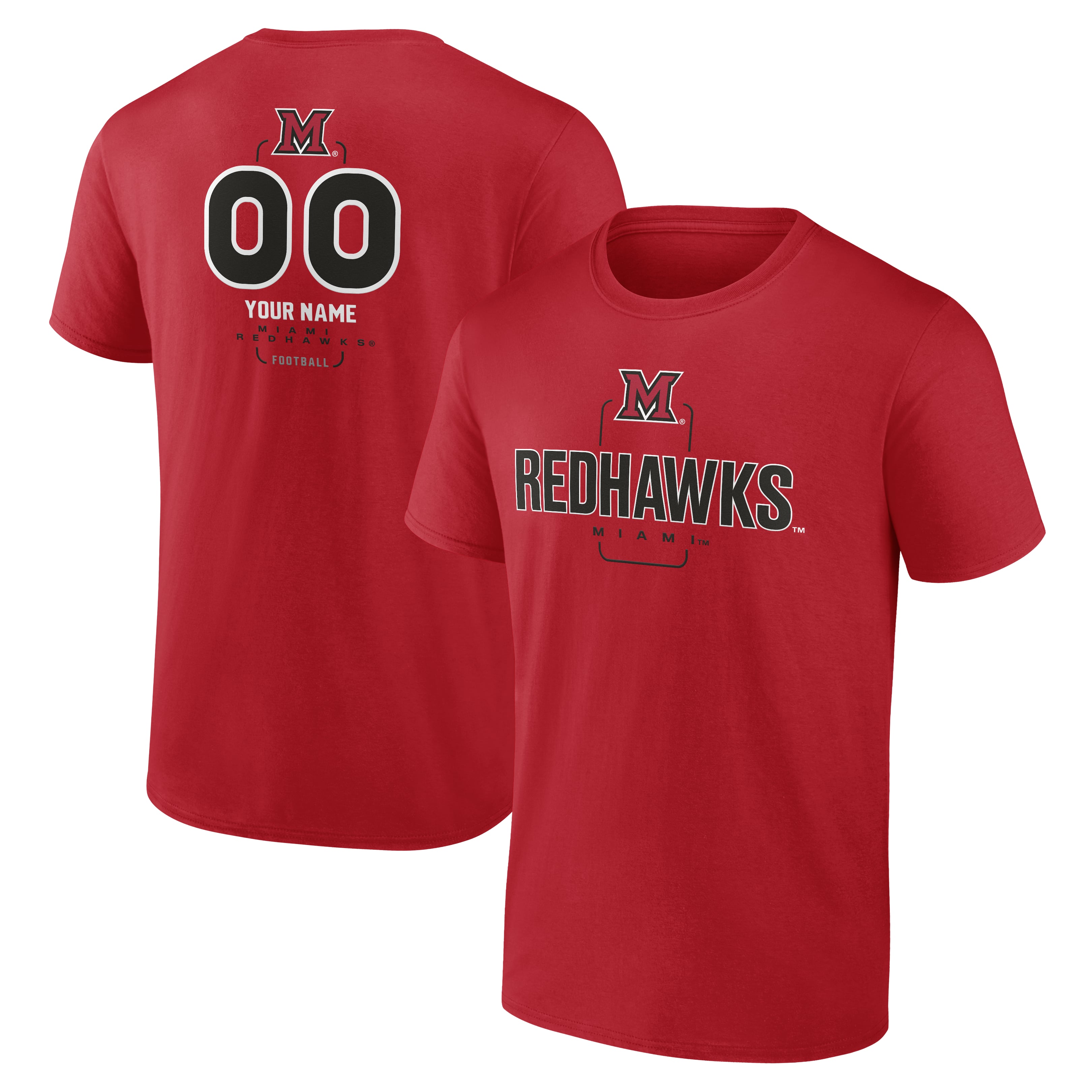 Men's  Red Miami University RedHawks Personalized Name & Number Midfielder T-Shirt