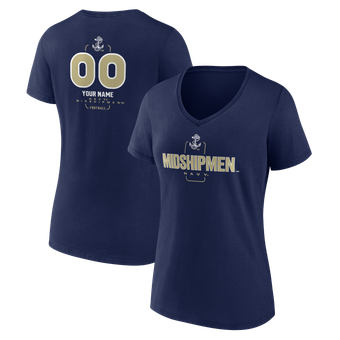 Women's Navy Navy Midshipmen Personalized Name & Number Midfielder V-Neck T-Shirt