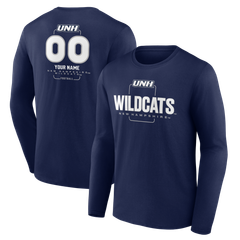 Men's  Navy New Hampshire Wildcats Personalized Name & Number Midfielder Long Sleeve T-Shirt