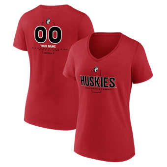 Women's Red Northeastern Huskies Personalized Name & Number Midfielder V-Neck T-Shirt