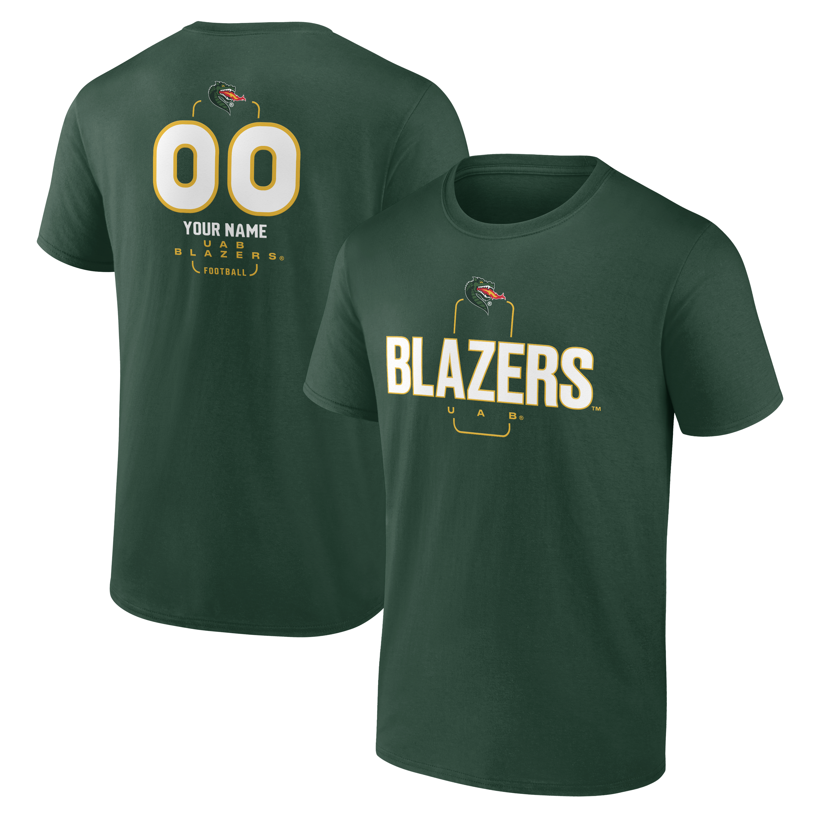 Men’s Green UAB Blazers Personalized Name & Number Midfielder T-Shirt Men’s Green UAB Blazers Personalized Name & Number Midfielder T-Shirt