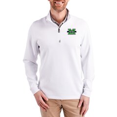 Men's Cutter & Buck  White Marshall Thundering Herd DryTec Traverse Stretch Eco Tri-Blend Quarter-Zip Pullover