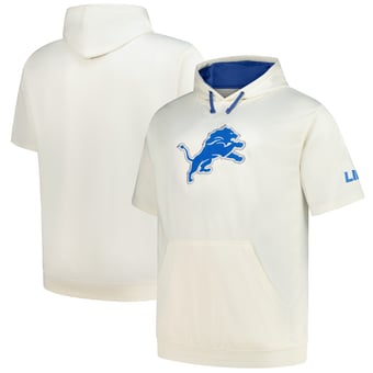 Men's Profile Oatmeal Detroit Lions Big & Tall Chest Print and Logo Short Sleeve Pullover Hoodie