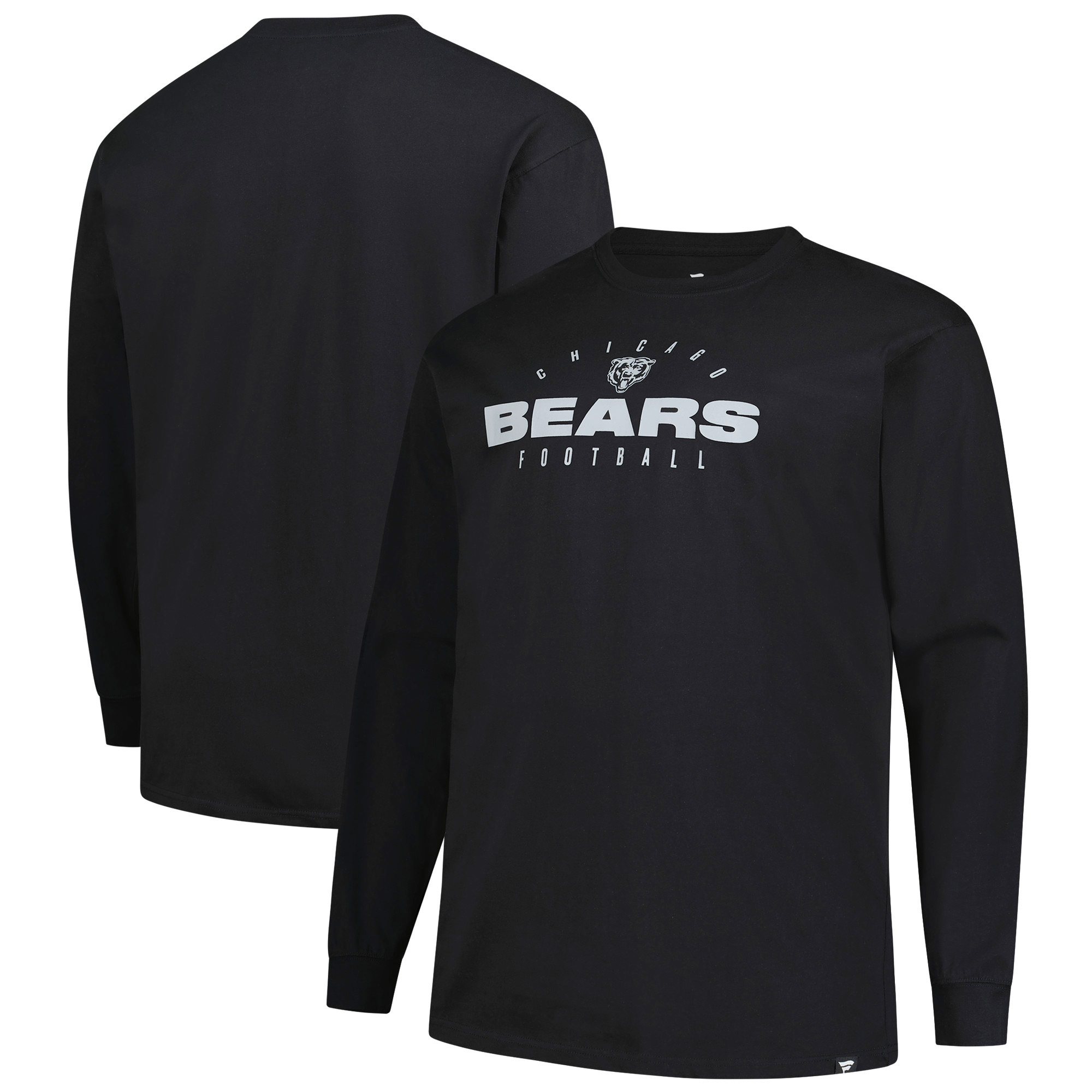 Men's Fanatics Black Chicago Bears Big & Tall Coverage Scheme Long Sleeve T-Shirt