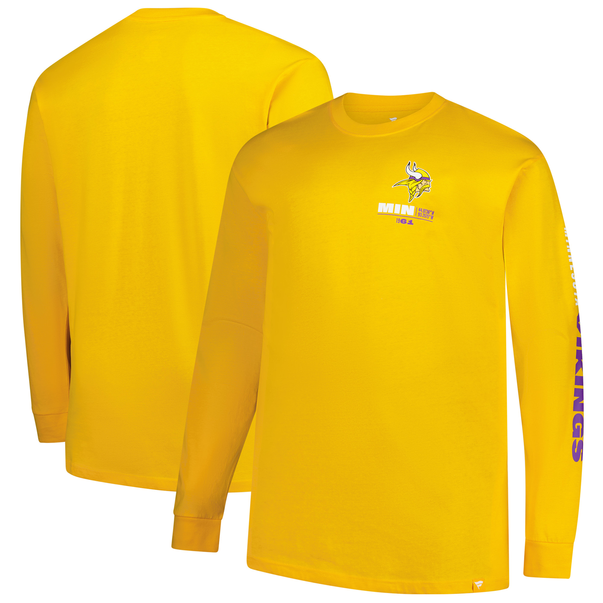 Men's Fanatics Gold Minnesota Vikings Big & Tall Clock Management Legacy Long Sleeve T-Shirt