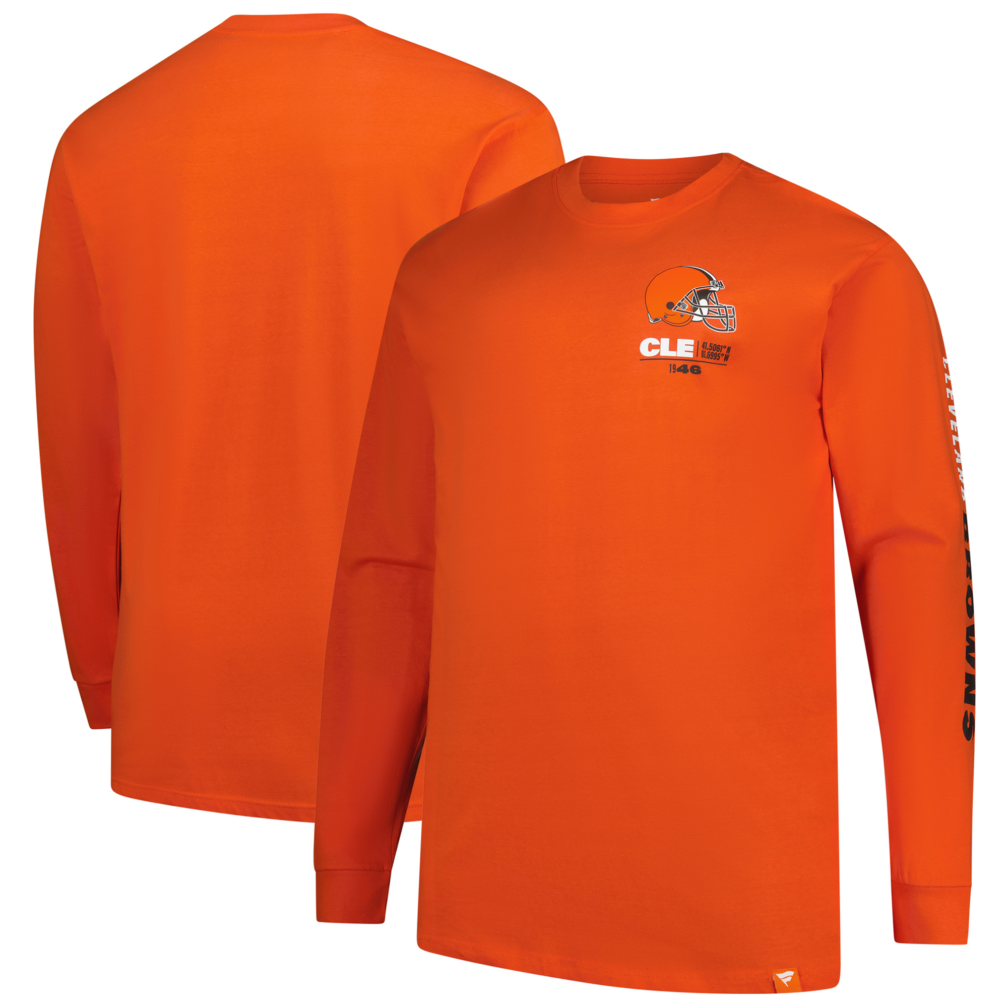 Men's Fanatics Orange Cleveland Browns Big & Tall Clock Management Legacy Long Sleeve T-Shirt