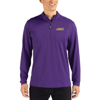 Men's Cutter & Buck  Purple James Madison Dukes Virtue DryTec Quarter-Zip Pullover