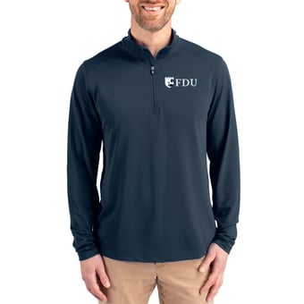 Men's Cutter & Buck  Navy Fairleigh Dickinson Knights Virtue DryTec Quarter-Zip Pullover
