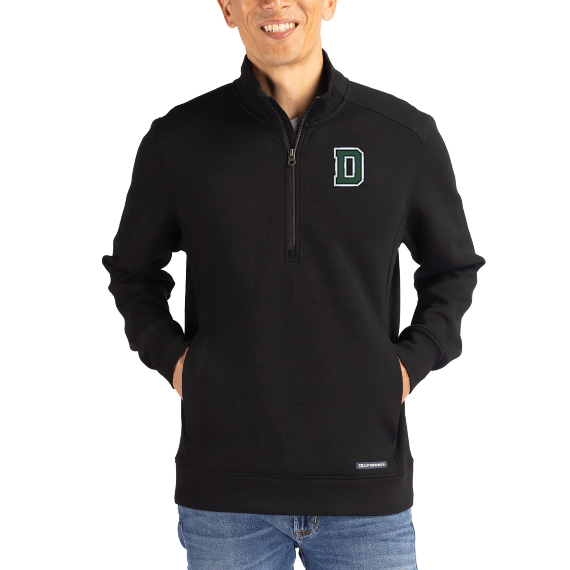 Men’s Cutter & Buck Black Dartmouth Big Green Roam Eco Recycled Quarter-Zip Pullover Men’s Cutter & Buck Black Dartmouth Big Green Roam Eco Recycled Quarter-Zip Pullover