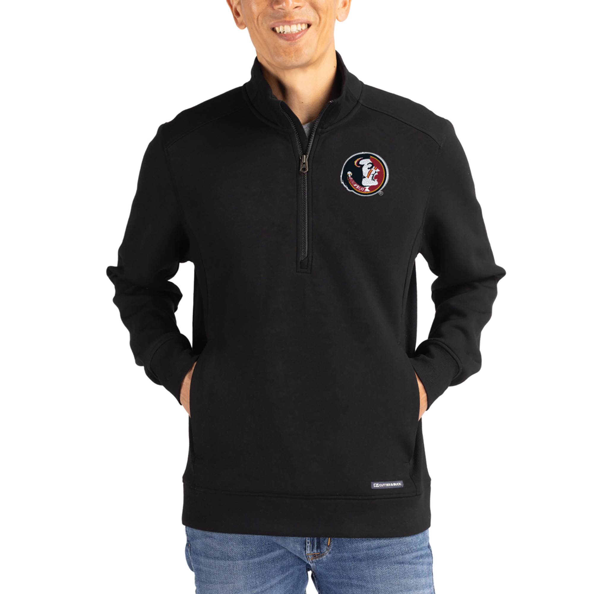 Men's Cutter & Buck Florida State Seminoles Roam Eco Recycled Quarter-Zip Pullover
