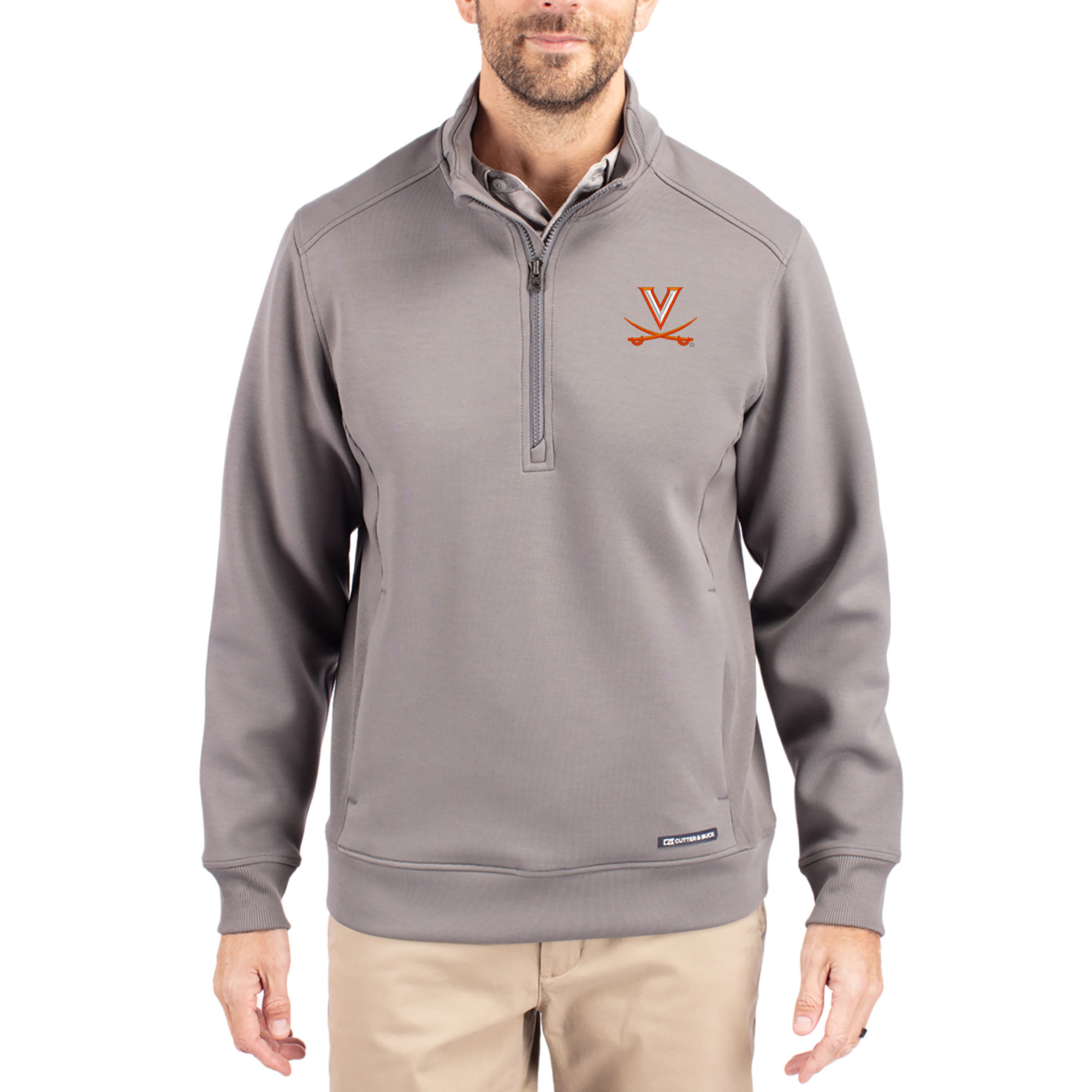Men’s Cutter & Buck Gray Virginia Cavaliers Roam Eco Recycled Quarter-Zip Pullover Men’s Cutter & Buck Gray Virginia Cavaliers Roam Eco Recycled Quarter-Zip Pullover