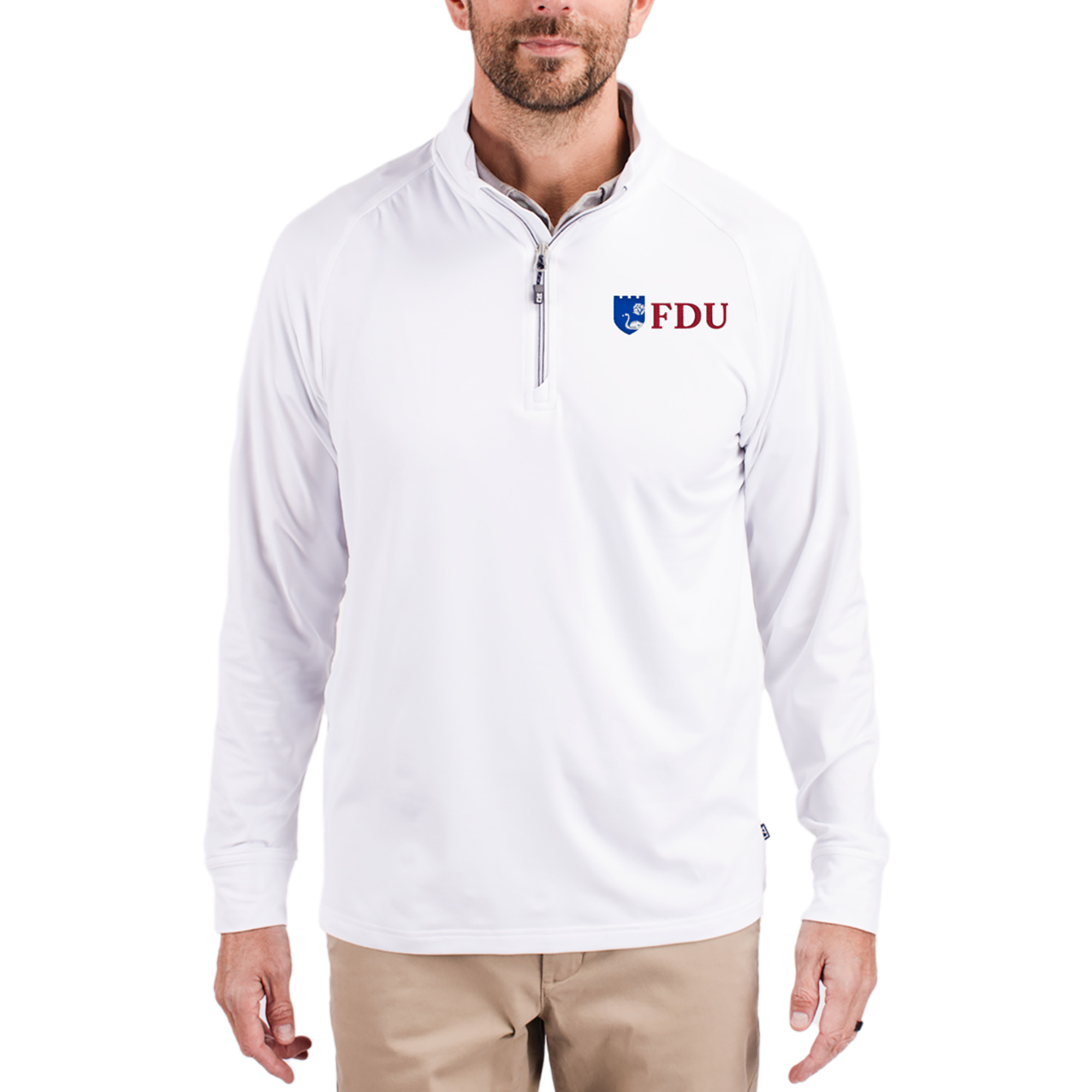 Men's Cutter & Buck Fairleigh Dickinson Knights Adapt Eco Knit Stretch Recycled Quarter-Zip Pullover