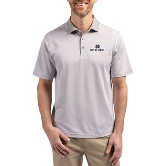 Men's Cutter & Buck  Gray/White Notre Dame Fighting Irish DryTec Virtue Eco Pique Recycled Polo