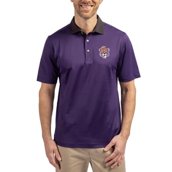 Men's Cutter & Buck  Purple/Black LSU Tigers DryTec Virtue Eco Pique Recycled Polo