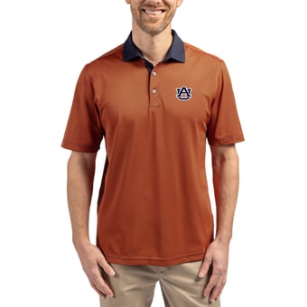 Men's Cutter & Buck  Orange/Navy Auburn Tigers DryTec Virtue Eco Pique Recycled Polo