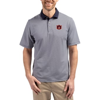 Men's Cutter & Buck  Navy/White Auburn Tigers DryTec Virtue Eco Pique Recycled Polo