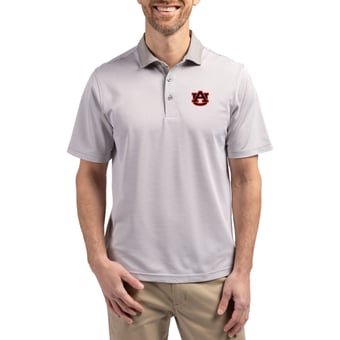 Men's Cutter & Buck  Gray/White Auburn Tigers DryTec Virtue Eco Pique Recycled Polo