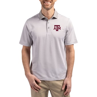 Men's Cutter & Buck  Gray/White Texas A&M Aggies DryTec Virtue Eco Pique Recycled Polo