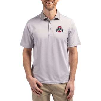 Men's Cutter & Buck  Gray/White Ohio State Buckeyes DryTec Virtue Eco Pique Recycled Polo