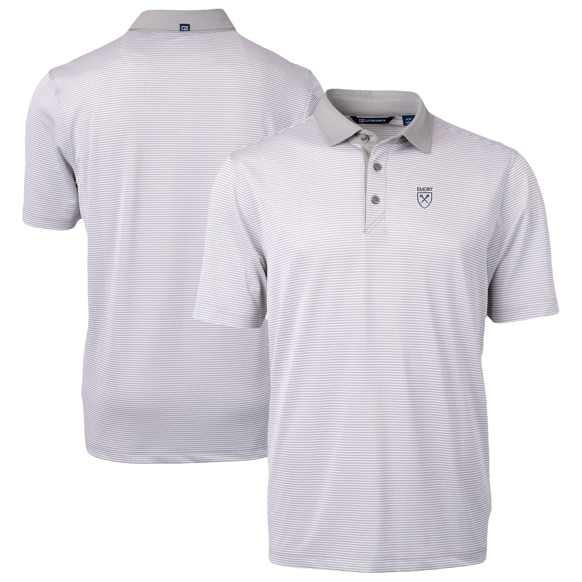 Men’s Cutter & Buck Gray/White Emory Eagles DryTec Virtue Eco Pique Recycled Polo Men’s Cutter & Buck Gray/White Emory Eagles DryTec Virtue Eco Pique Recycled Polo