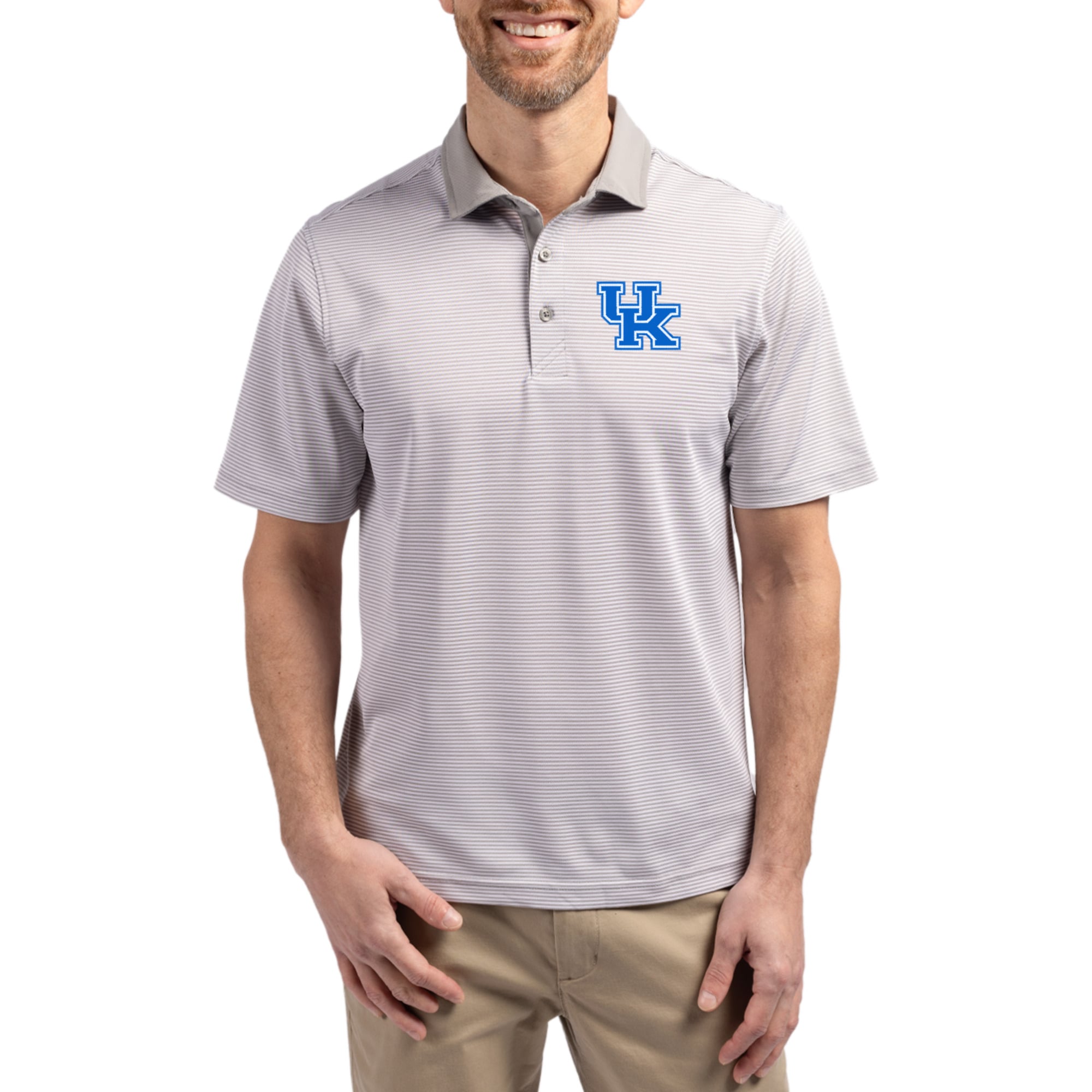 Men's Cutter & Buck  Gray/White Kentucky Wildcats DryTec Virtue Eco Pique Recycled Polo