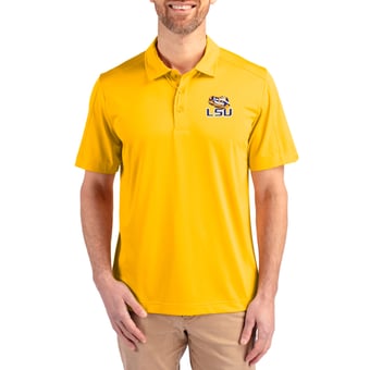 Men's Cutter & Buck Gold LSU Tigers Prospect Eco Textured Stretch Recycled Polo