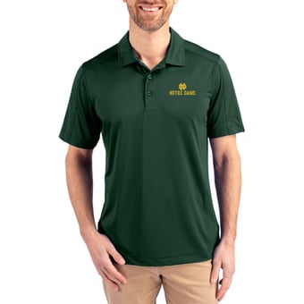 Men's Cutter & Buck Hunter Green Notre Dame Fighting Irish Prospect Eco Textured Stretch Recycled Polo