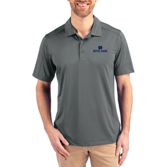Men's Cutter & Buck Gray Notre Dame Fighting Irish Prospect Eco Textured Stretch Recycled Polo