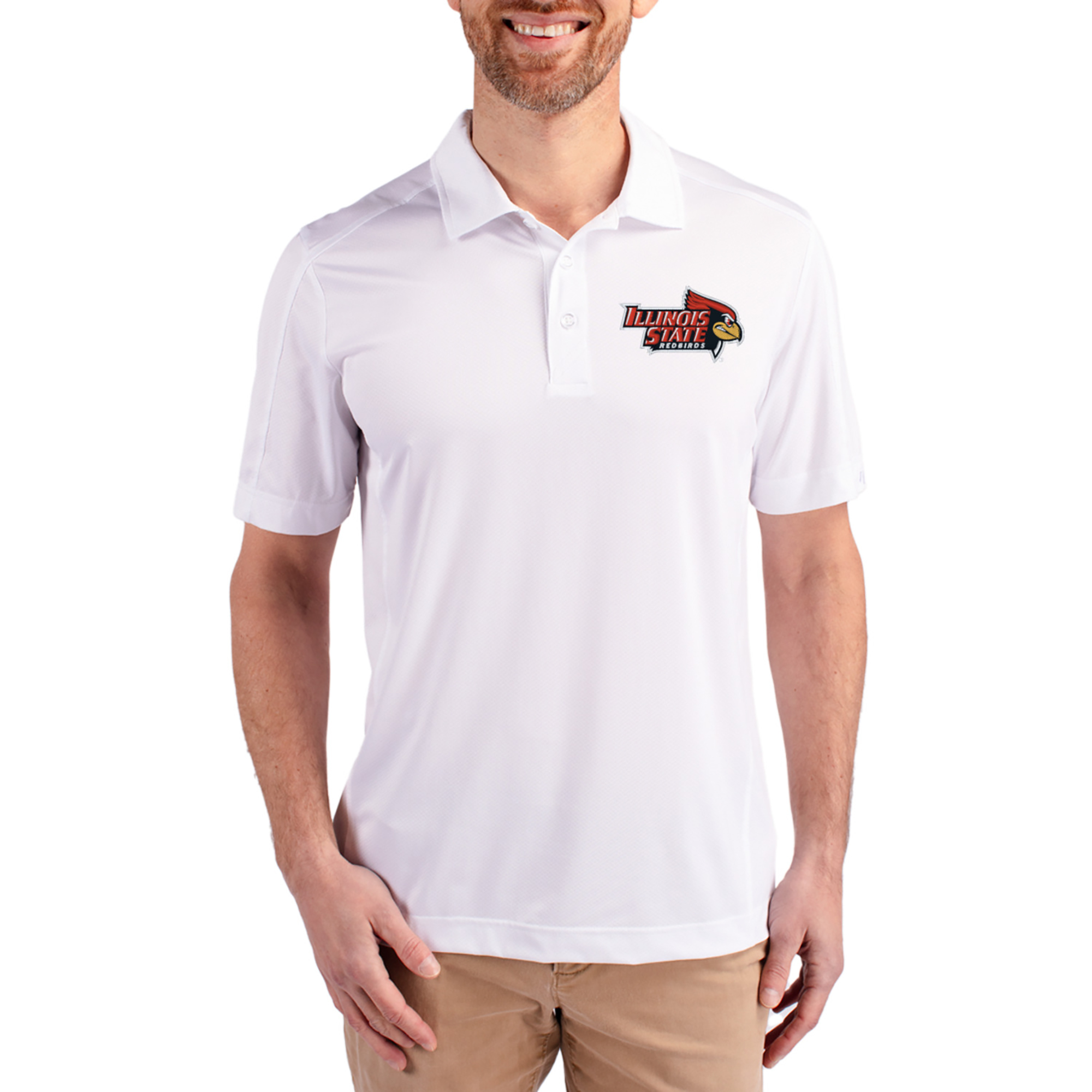 Men’s Cutter & Buck White Illinois State Redbirds Prospect Eco Textured Stretch Recycled Polo Men’s Cutter & Buck White Illinois State Redbirds Prospect Eco Textured Stretch Recycled Polo