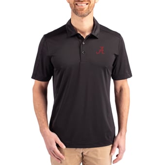 Men's Cutter & Buck Black Alabama Crimson Tide Prospect Eco Textured Stretch Recycled Polo