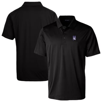 Men's Cutter & Buck Black Northwestern Wildcats Prospect Eco Textured Stretch Recycled Polo