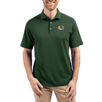Men's Cutter & Buck Green Miami Hurricanes Virtue Eco Pique Recycled Polo