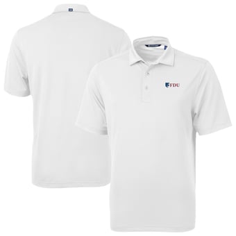 Men's Cutter & Buck White Fairleigh Dickinson Knights Virtue Eco Pique Recycled Polo