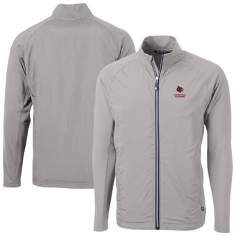 Men's Cutter & Buck  Gray Louisville Cardinals Adapt Eco Knit Hybrid Recycled Full-Zip Jacket