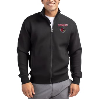 Men's Cutter & Buck  Black Louisville Cardinals Roam Eco Recycled Full-Zip Jacket