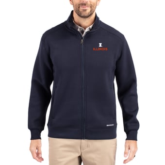 Men's Cutter & Buck  Navy Illinois Fighting Illini Roam Eco Recycled Full-Zip Jacket