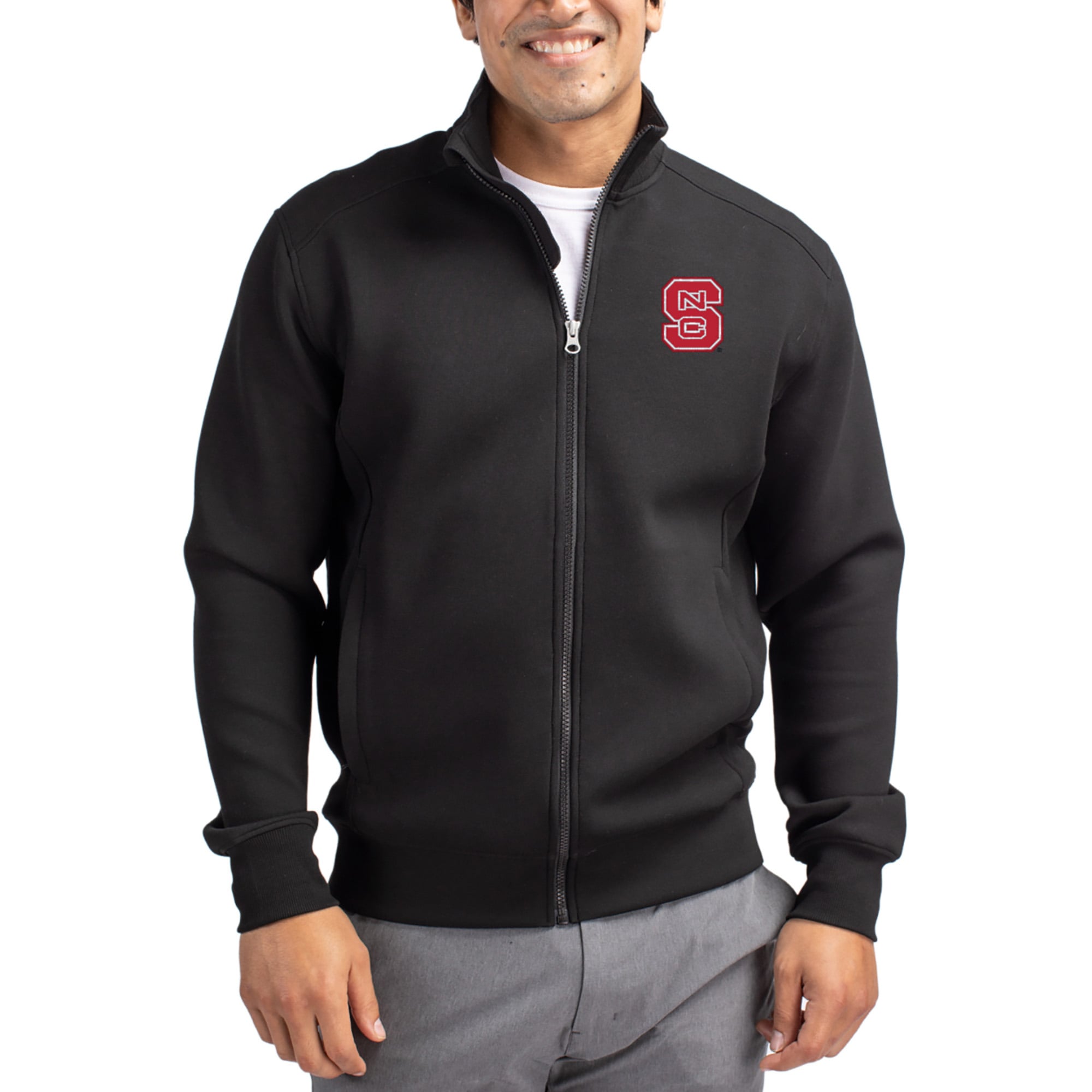 Men's Cutter & Buck  Black NC State Wolfpack Roam Eco Recycled Full-Zip Jacket