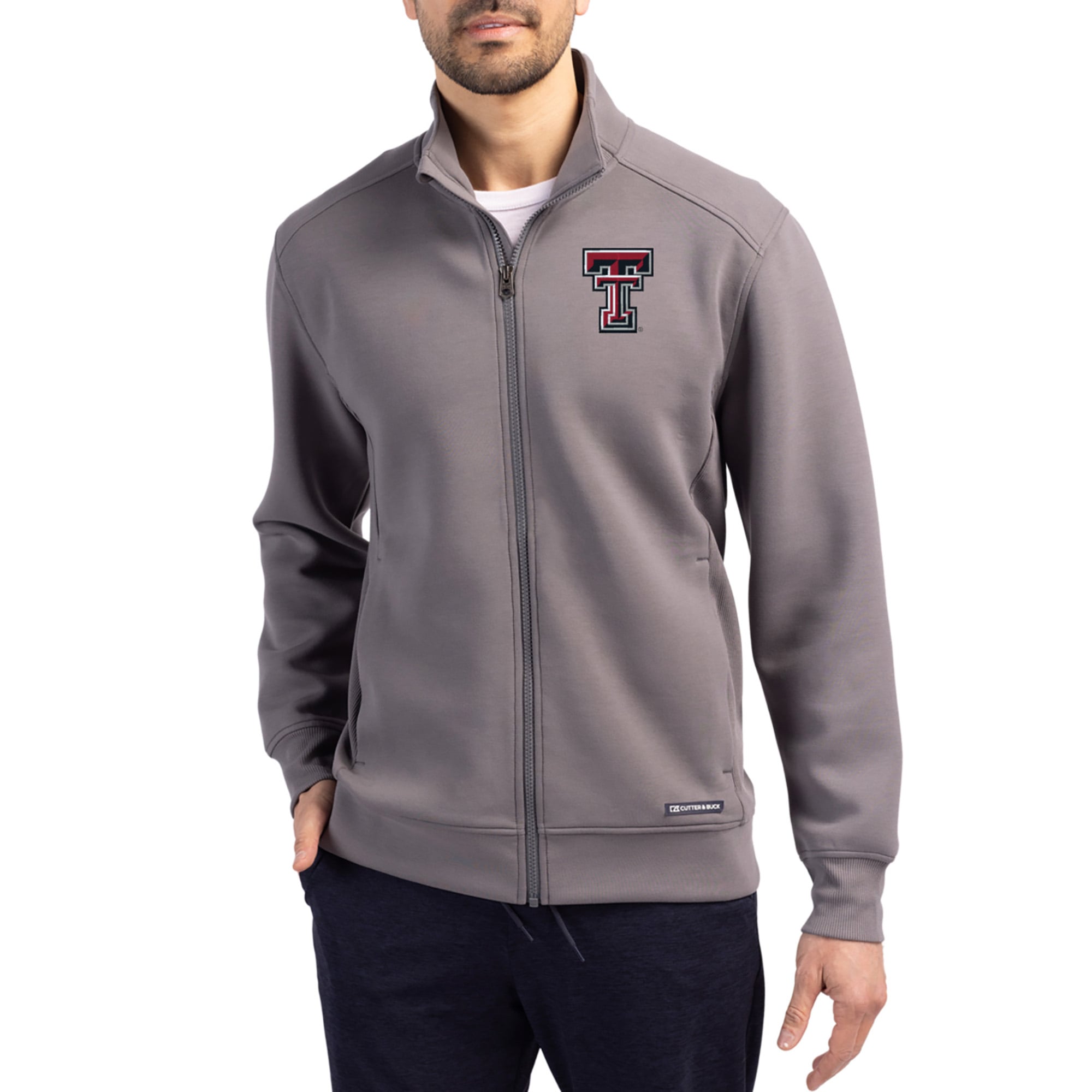 Men's Cutter & Buck  Gray Texas Tech Red Raiders Roam Eco Recycled Full-Zip Jacket