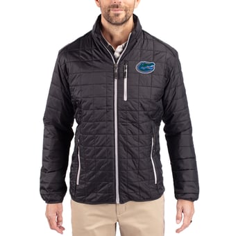 Men's Cutter & Buck  Black Florida Gators Rainier Eco Insulated PrimaLoft Full-Zip Puffer Jacket
